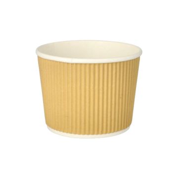 Dubbelwandige soepbekers van karton met ribbel, 520 ml, Ø 11 cm · 8,4 cm bruin/wit Ripple wall soepkommen en bowls