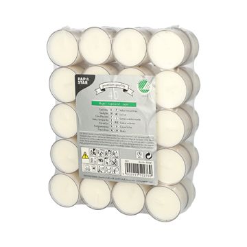 Theelichten Ø 38 mm · 24 mm wit gemaakt van koolzaad, in polycarbonaat cupjes