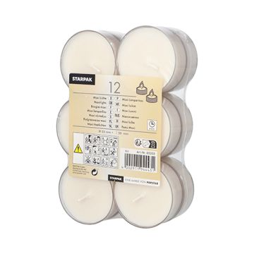 Maxi theelichten Ø 55 mm · 20 mm wit · ca. 8 uur branduren, in polycarbonaat cupjes