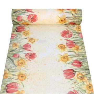 Tafellopers, Airlaid 24 m x 40 cm "Tulips & Daffodils"