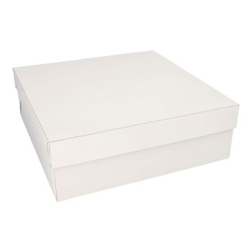 Gebaksdozen met deksel, karton vierkant 30 cm x 30 cm x 10 cm wit 