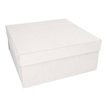 Gebaksdozen met deksel, karton vierkant 30 cm x 30 cm x 13 cm wit