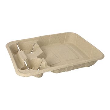 Draagtray, karton "To Go" 4,7 cm x 26,6 cm x 33 cm voor 2 bekers en 1 maaltijd