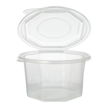 Verpakkingsbekers met deksel, PP 8-hoekig 1 l 8,3 cm x 13 cm x 13 cm transparant