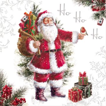 Servetten, 3-laags 1/4 vouw 33 cm x 33 cm "HoHoHo"