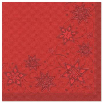 Servetten "ROYAL Collection" 1/4 vouw 40 cm x 40 cm rood "Just Stars"
