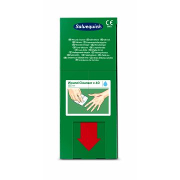 Salvequick wondreiniger-doekjes / wondreinigingsdoekjes, steriel verpakt & gebruiksklaar in dispenser of navulling