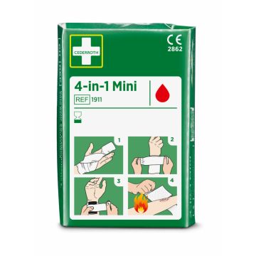 4-in-1 bloedstopper "mini" set met bloedstelpende, steriele verbanden
