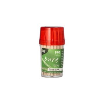 Ronde tandenstokers van hout 6,5 cm in transparante dispenser