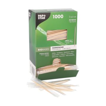 Tandenstoker, hout per stuk verpakt rond 6,5 cm met menthol