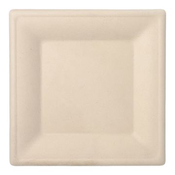 Bio vierkant bord suikerriet "pure" 26 x 26 cm PFAS-vrij bagasse naturel