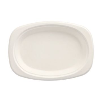 Bio ovaal bord suikerriet "pure" 23 x 16 cm PFAS-vrij bagasse wit