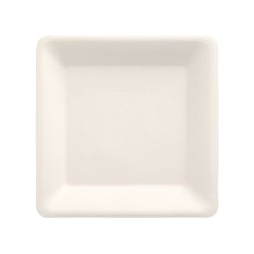 Bio vierkant bord suikerriet "pure" 15,5 x 15,5 cm PFAS-vrij bagasse wit