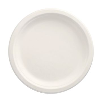 Bio rond bord suikerriet "pure" Ø 23 cm PFAS-vrij bagasse wit