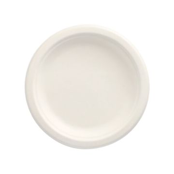 Bio rond bord suikerriet "pure" Ø 15 cm  PFAS-vrij bagasse wit