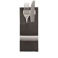 Bestecktaschen "Stripes" schwarz/weiss, 20 x 8,5 cm, inkl. weißer Serviette 33 x 33 cm 2-lag. - Bild 1 thumbnail