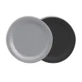 Pappteller rund Ø 18 cm farbig sortiert - grau/schwarz - Bild 1 thumbnail