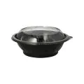 Salatschalen, PET 600 ml Ø 16,6 cm · 5,9 cm schwarz "Snap It" mit Deckel PET glasklar - Bild 1 thumbnail