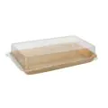 Sushi-Schalen aus Palmblatt eckig 200 ml 22 x 14,2 cm natur mit rPET Deckel "Kombipack" - Bild 1 thumbnail