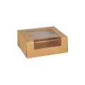 Sushi-Schalen aus Pappe mit PLA-Sichtfenster 12 x 10 cm braun - Bild 1 thumbnail