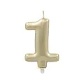 Zahlenkerze mit Halter 7 cm gold "1" - Bild 1 thumbnail