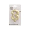 Zahlenkerze mit Halter 7 cm gold "3" - Bild 2 thumbnail