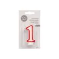 Zahlenkerzen 7,3 cm weiss "1" mit rotem Rand - Bild 2 thumbnail